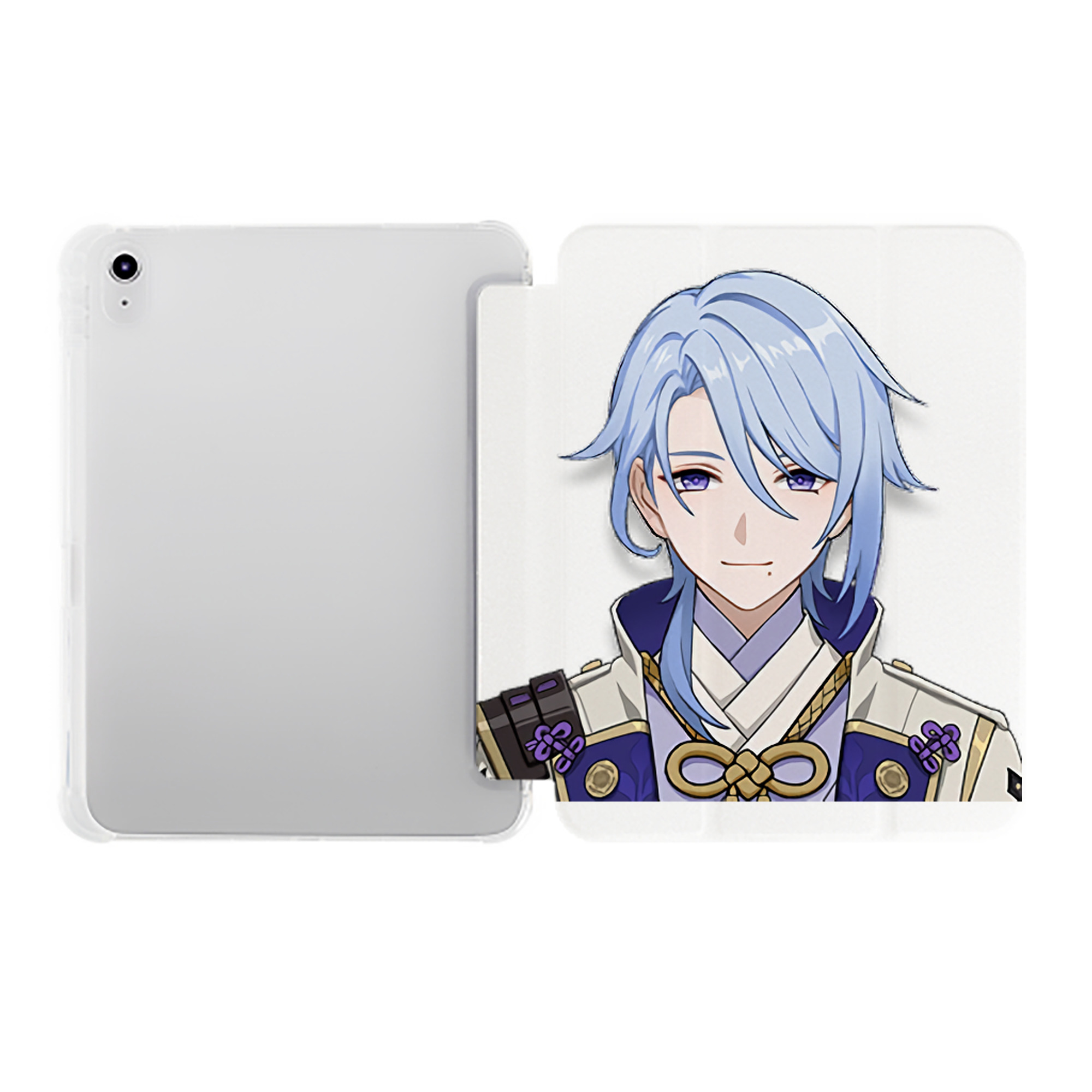 げんし神 神里綾人 かみさとあやと genshin Kamisato Ayato IPad ケース ペン収納付き 三つ折りスタンド PUレザー×シリコン 対応機種9.5/10.5/10.9インチ